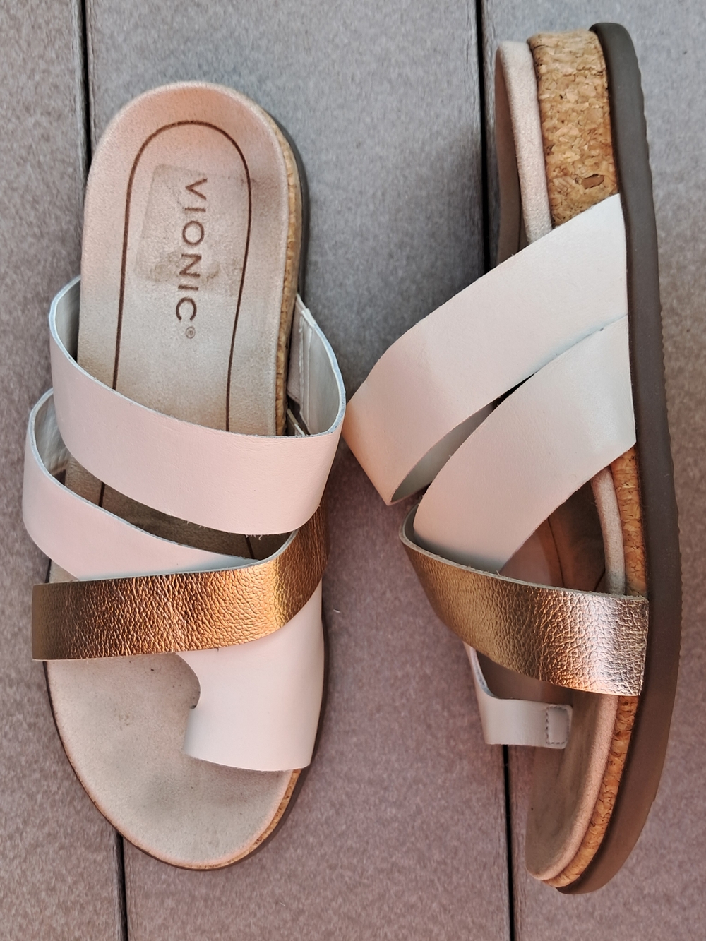 Vionic White Cream And Gold Women’s Sandals - Picture 6 of 9